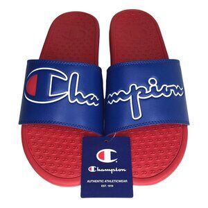 Champion Men's Slide Sandals Size 9-11 Royal Blue-Red Lightweight & Comfortable